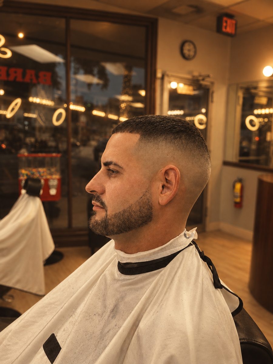 Clean skin fade in the chair at Shave Barbershop Miami Beach